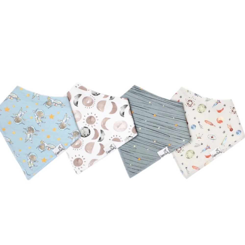 Copper Pearl set of four bandana bibs. Brand new, never opened, never used.
